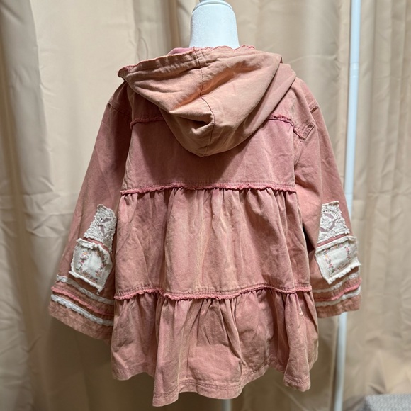 NWOT - POL Pink Distressed Denim Patchwork Jacket with Lace - Picture 10 of 13